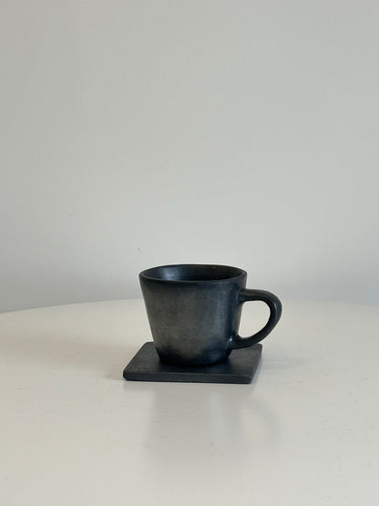 SEVERAL BLACK POTTERY CONE BOTTOM EAR CUPS, COFFEE CUPS, LATTE CUPS (180ML)