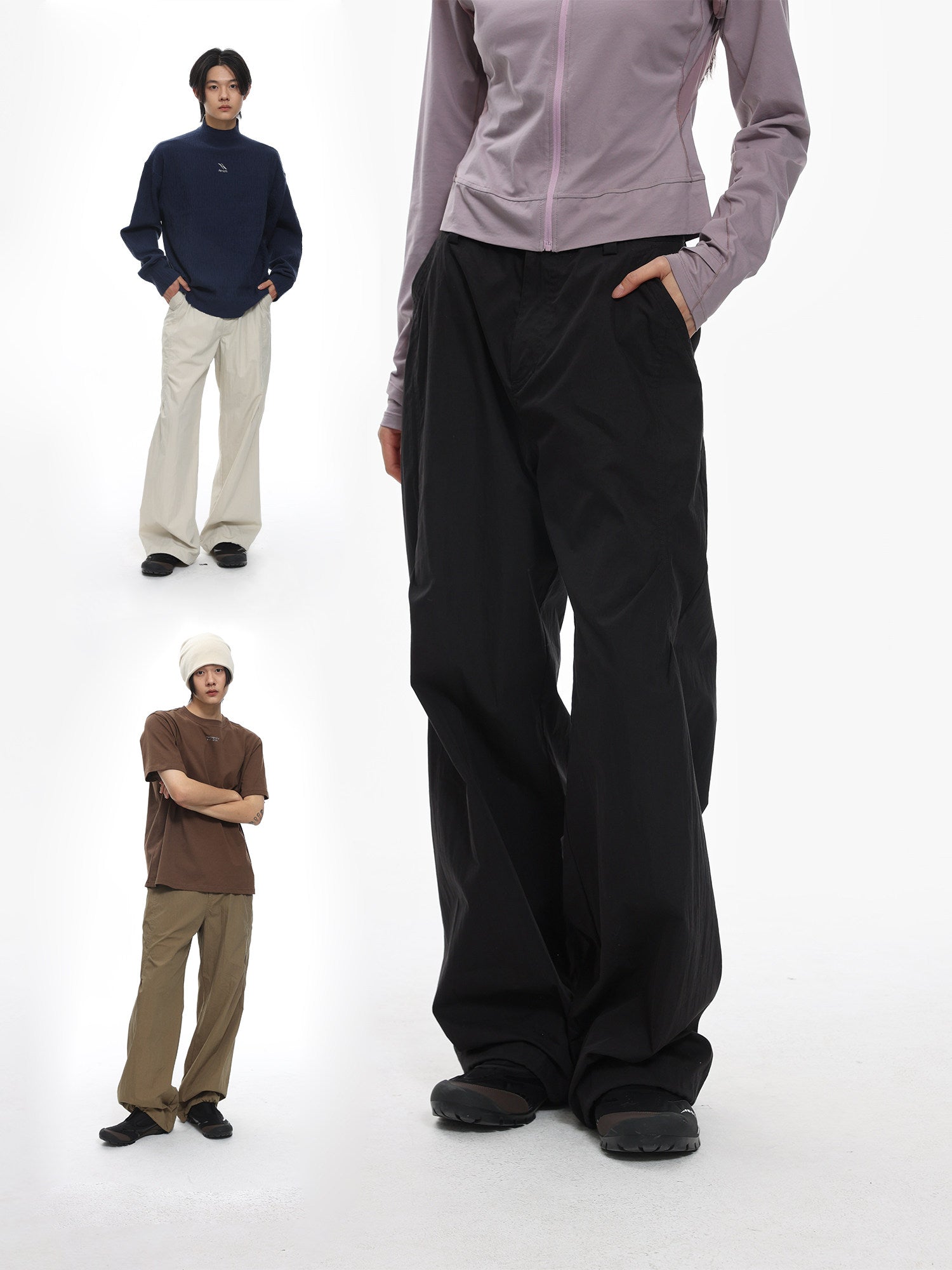 RoaringWild A Arch Black Loose Outdoor Paratrooper Pants American Cargo Pants Men's Pants