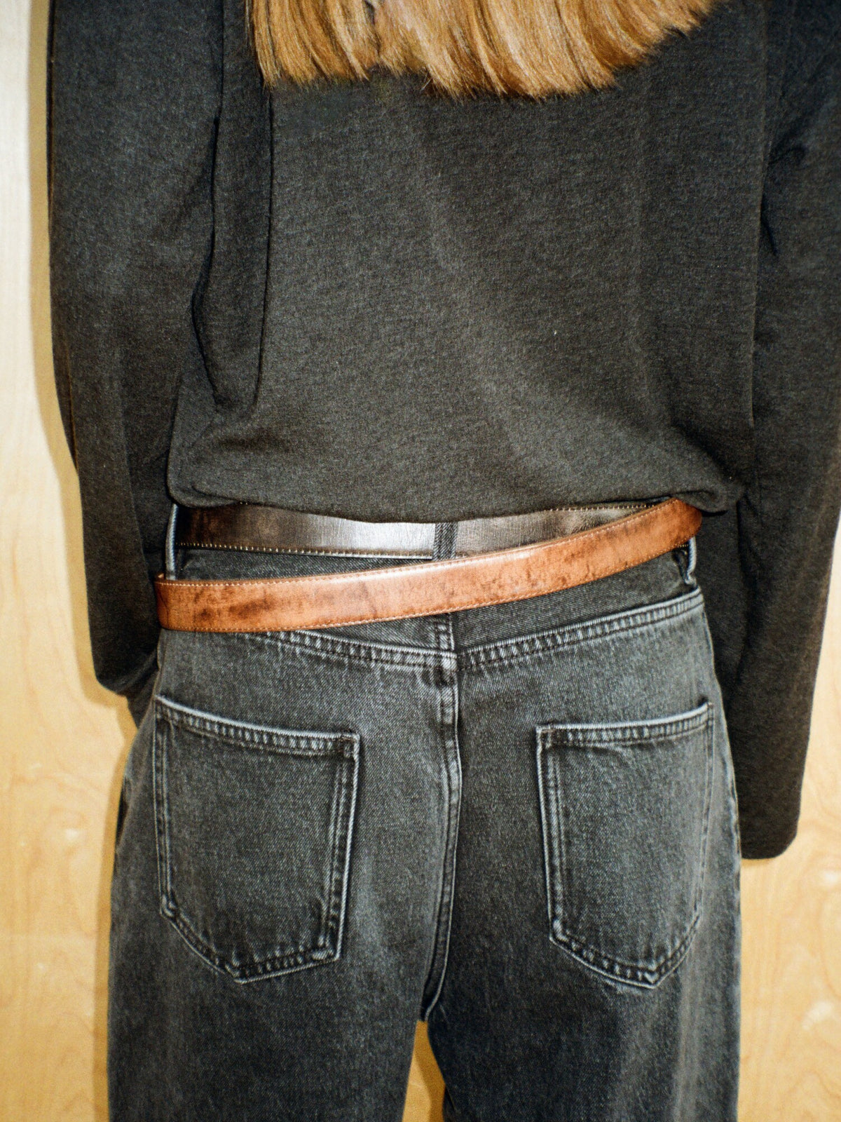 VLABMADE vintage old money style hand-polished distressed matte silver buckle belt * custom hardware top layer cowhide