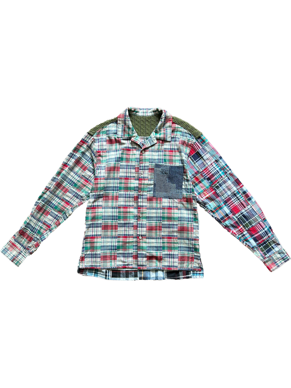 Yan L. Spliced Heavy Plaid Patchwork Long Sleeve Shirt