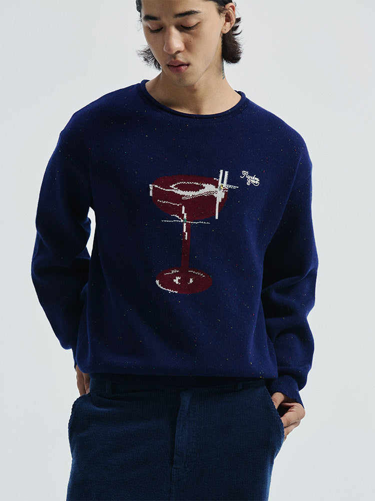 Sewn Diamond Wine Glass Colored Jacquard Sweater Fall 2025
