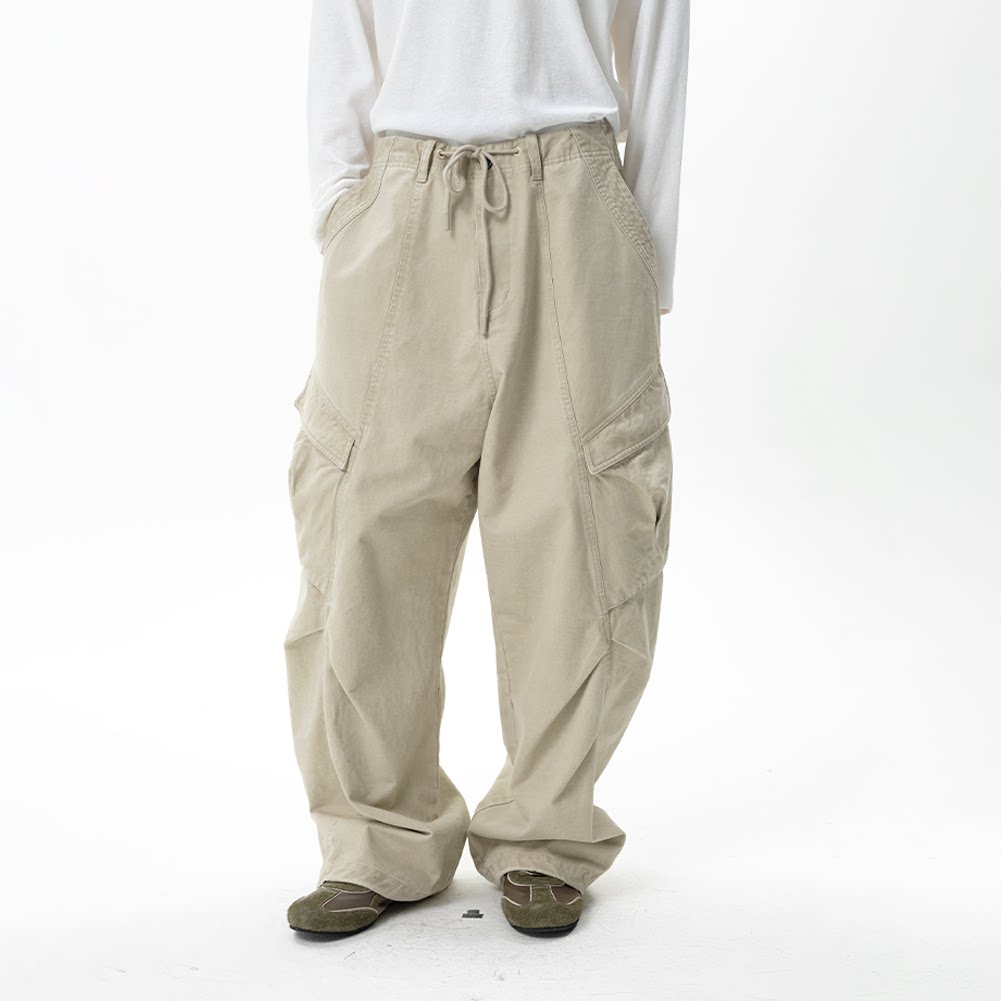 Roaringwild A Arch Roaring Beast Washed silhouette loose scimitar cargo pants men's casual trousers