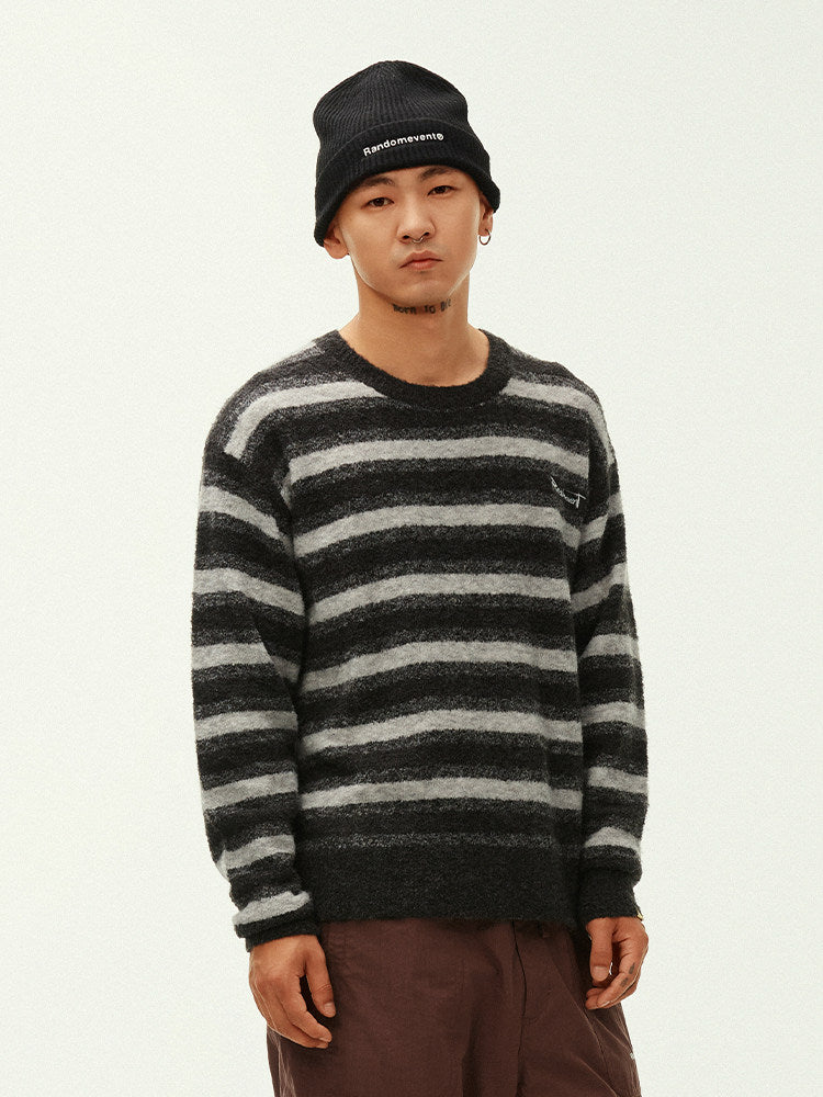 Randomevent Spring Contrasting Striped Sweater Couple Knit Top Slouchy