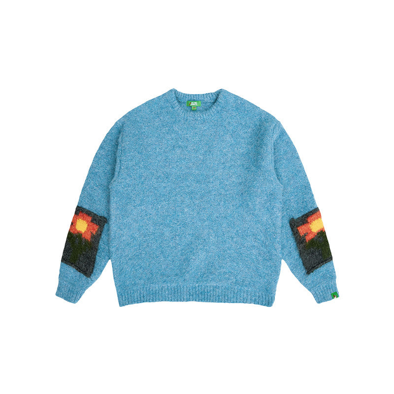 Melting Sadness knitted small floral pullover couple knit loose sweater spring top