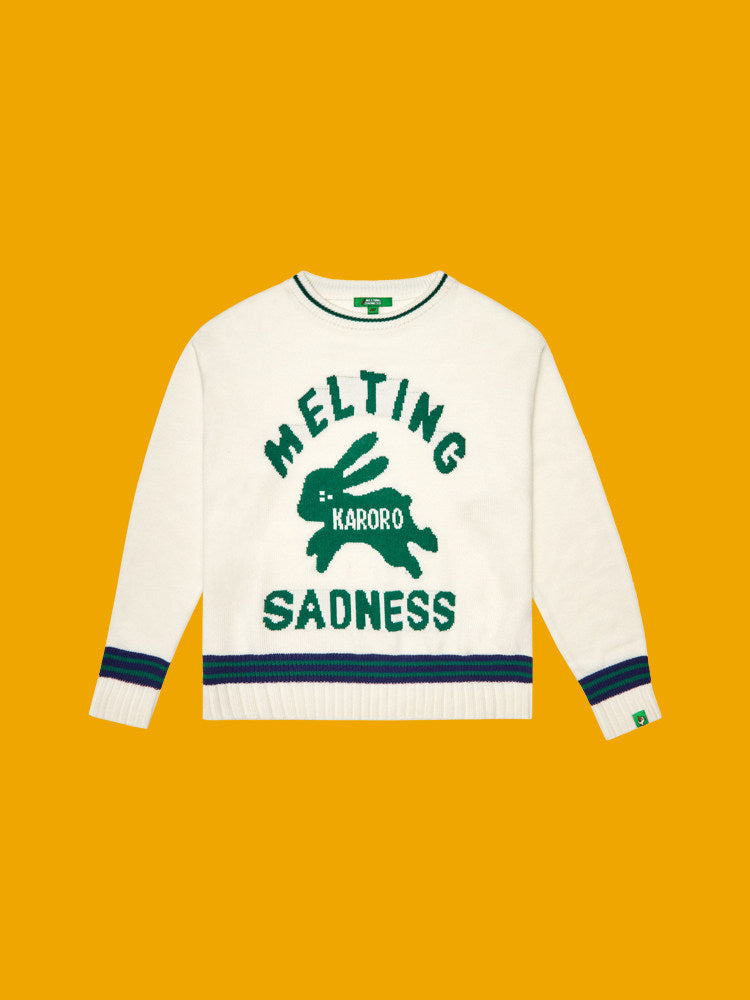MeltingSadness spring couple knit basic logo jacquard crewneck sweater for a lazy look