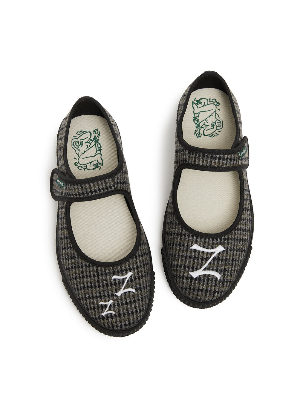 Monday Sleeping Club Sleep Academy Entering Dreams zzz font asymmetrical embroidered plaid Mary Jane shoes