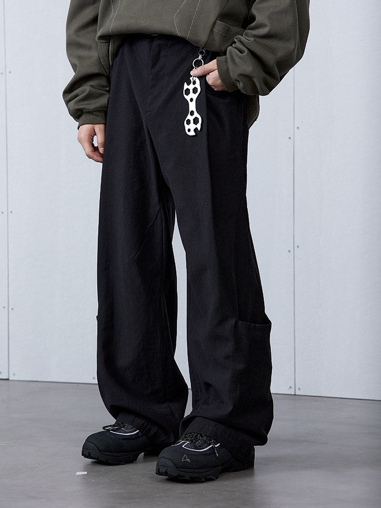 RoaringWild A Arch Roaring Beast Black and Brown Trim Striped 3D Structured Trousers