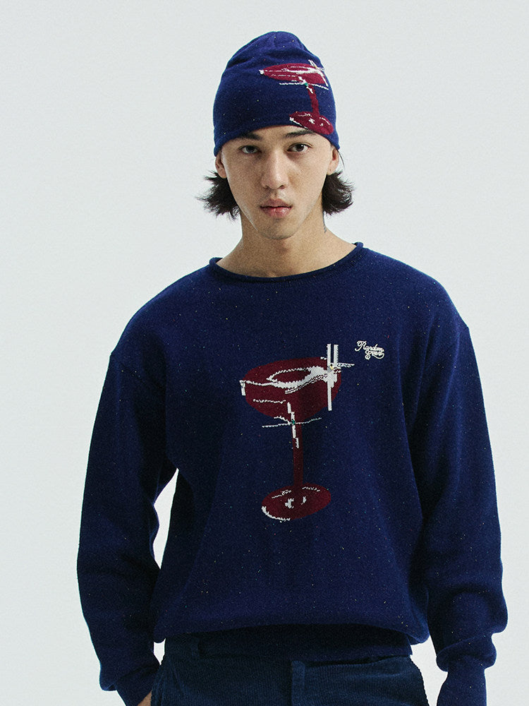 Sewn Diamond Wine Glass Colored Jacquard Sweater Fall 2025