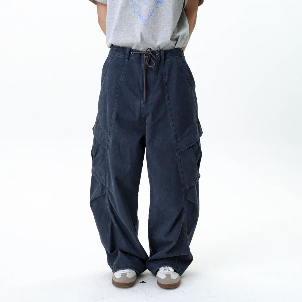 Roaringwild A Arch Roaring Beast Washed silhouette loose scimitar cargo pants men's casual trousers