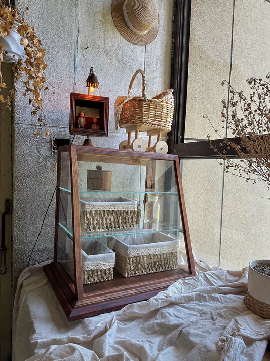 Vintage-style glass display cabinets