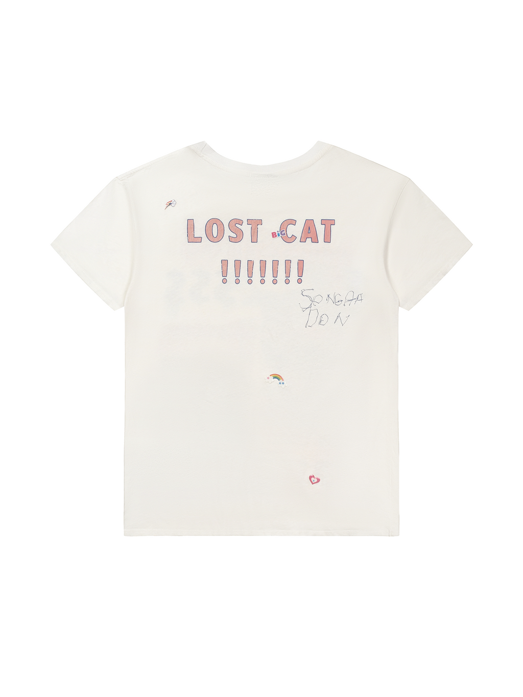 SONGAADON 26FW MISSING CAT three-dimensional hot painting hot diamond linen light T-shirt