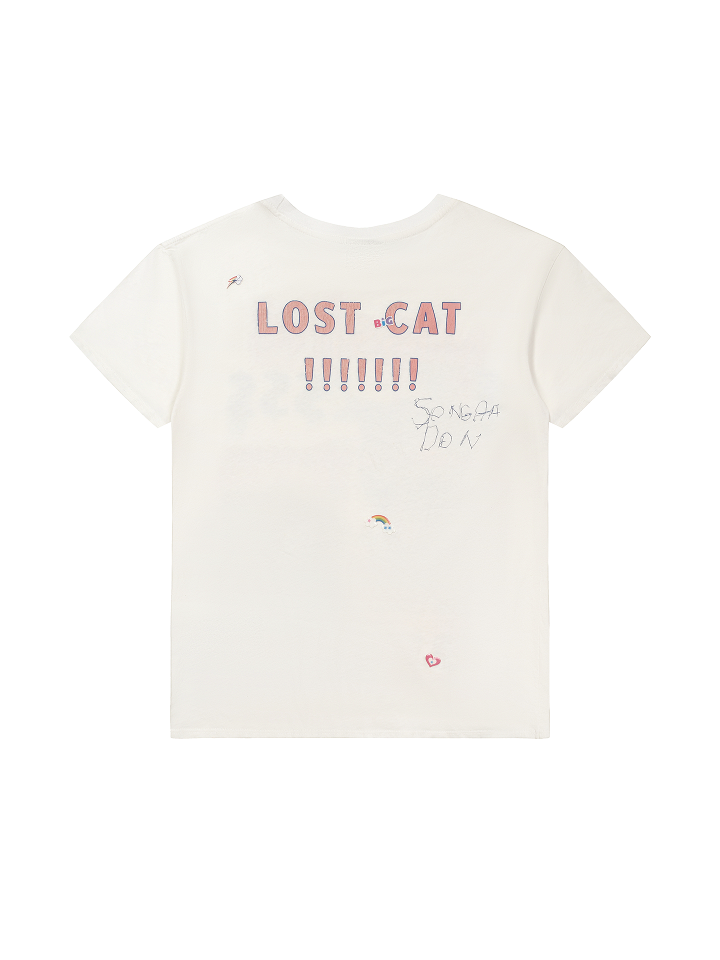 SONGAADON 26FW MISSING CAT three-dimensional hot painting hot diamond linen light T-shirt