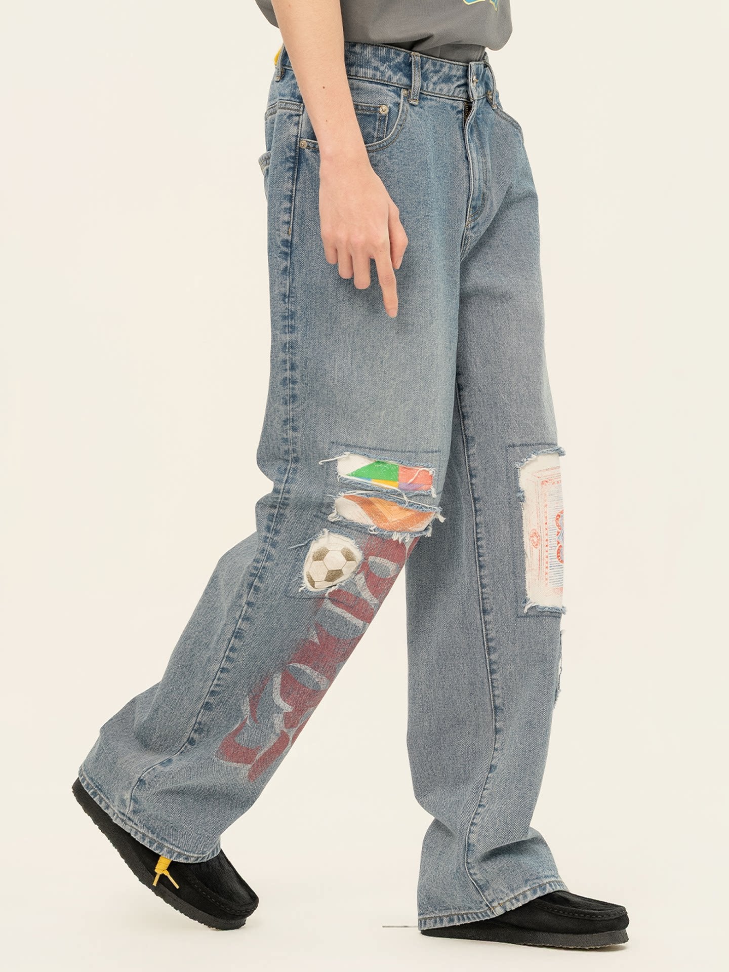 Randomevent collage ruins washed jeans street vintage