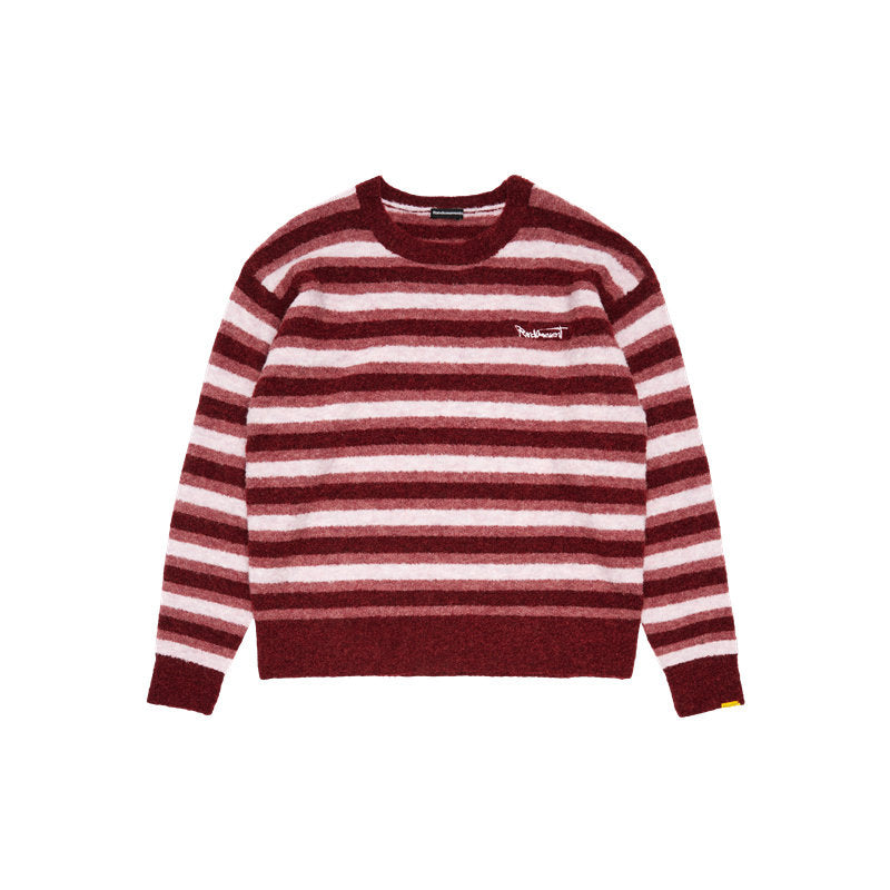 Randomevent Spring Contrasting Striped Sweater Couple Knit Top Slouchy