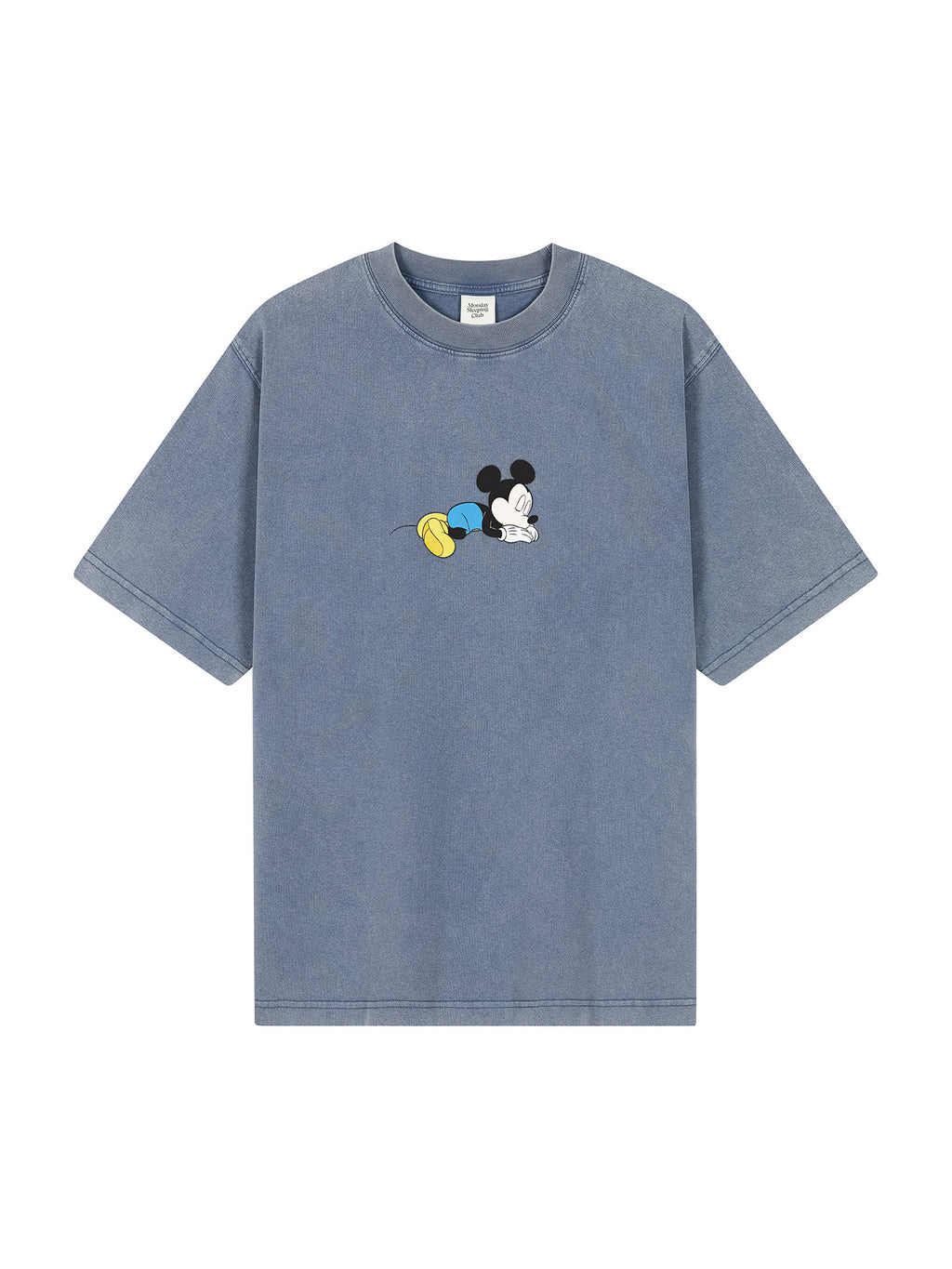 Monday Sleeping Club & DISNEY collaboration collection "Sleeping Mickey" washed printed short-sleeve T-shirt