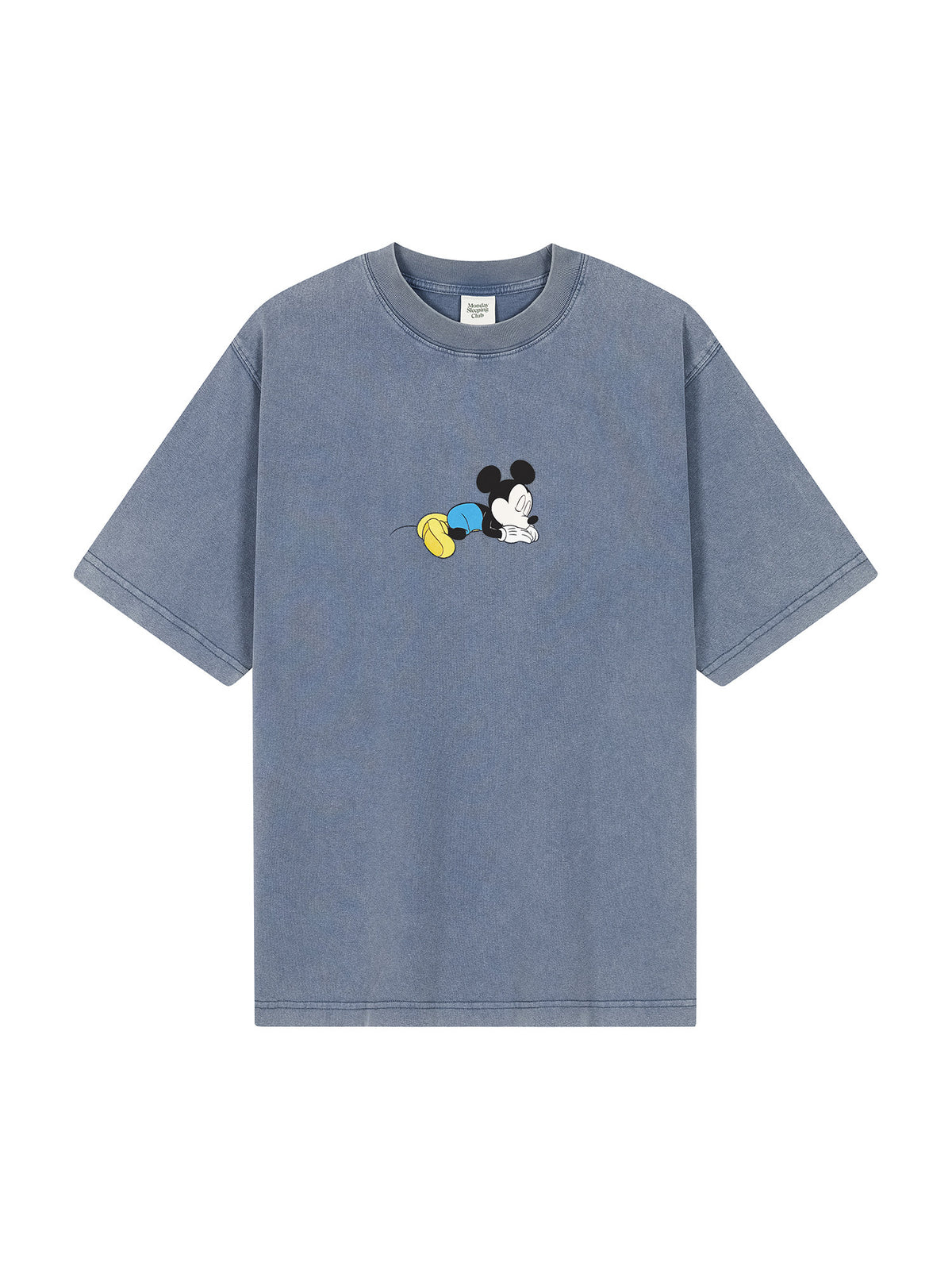 Monday Sleeping Club & DISNEY collaboration collection "Sleeping Mickey" washed printed short-sleeve T-shirt
