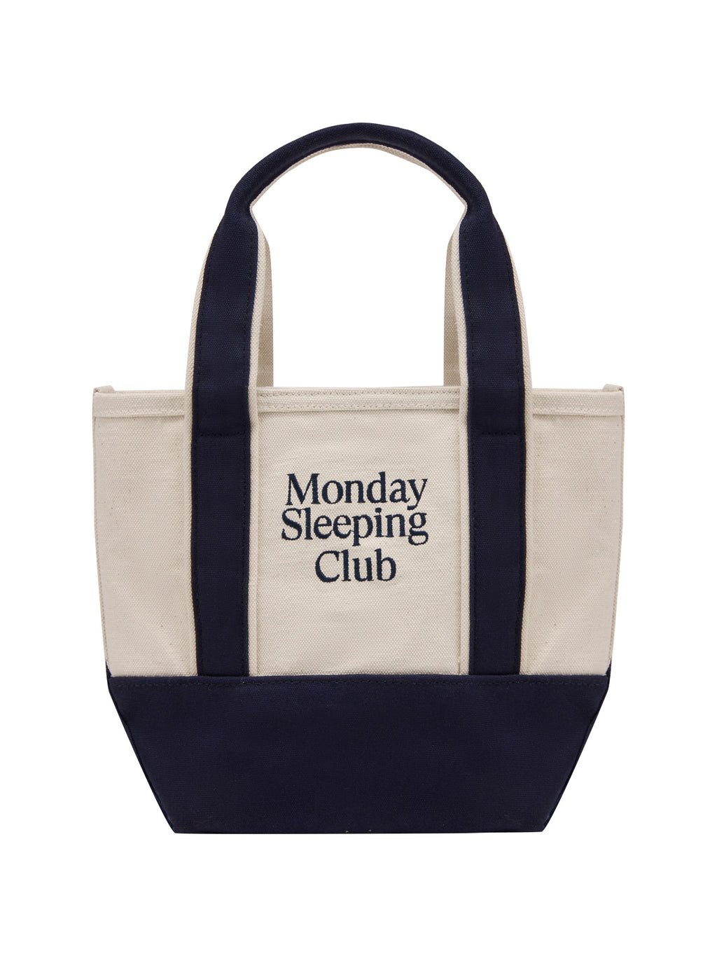Monday Sleeping Club standard font graphic embroidery color-block tote bag