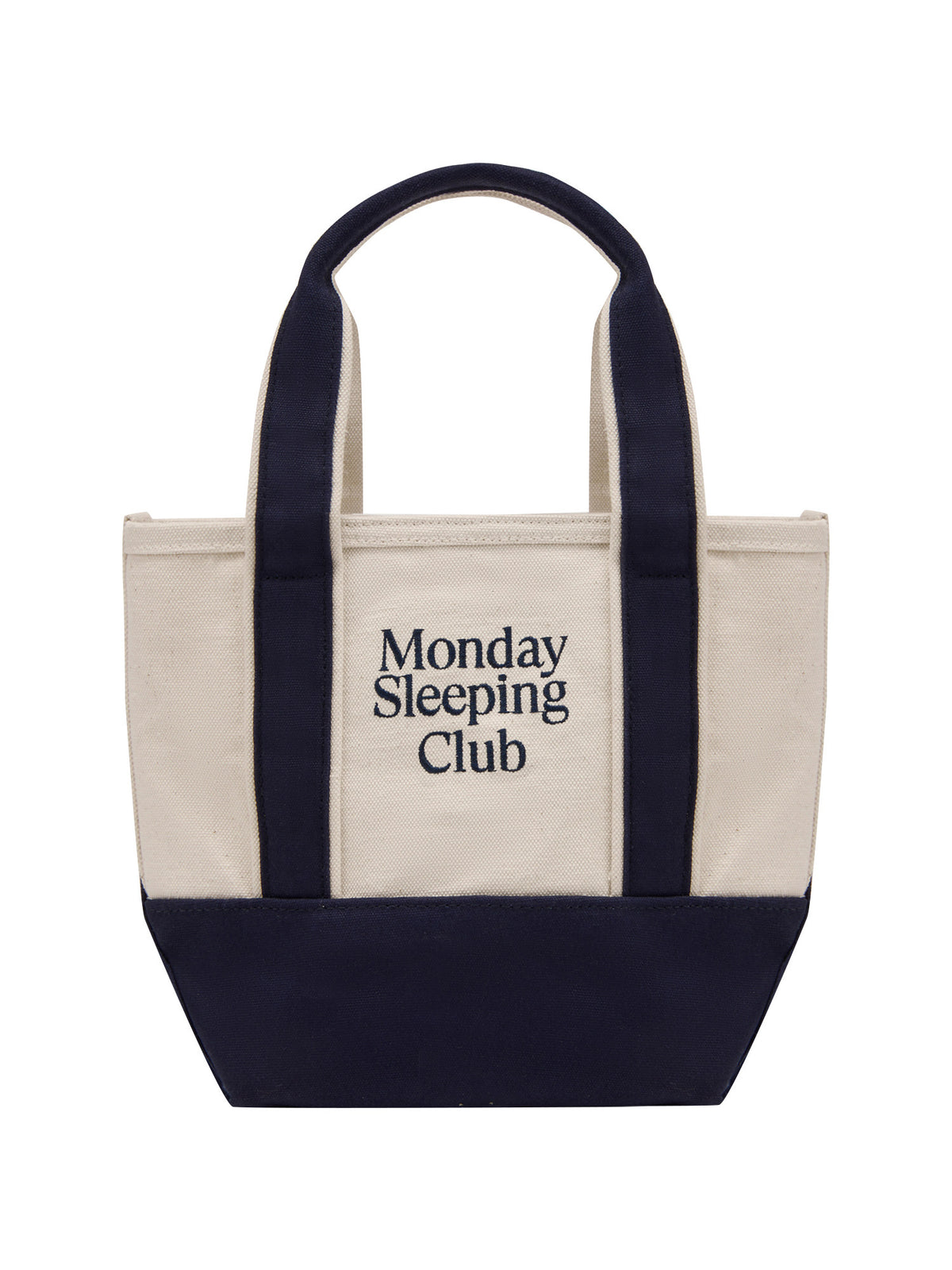 Monday Sleeping Club standard font graphic embroidery color-block tote bag