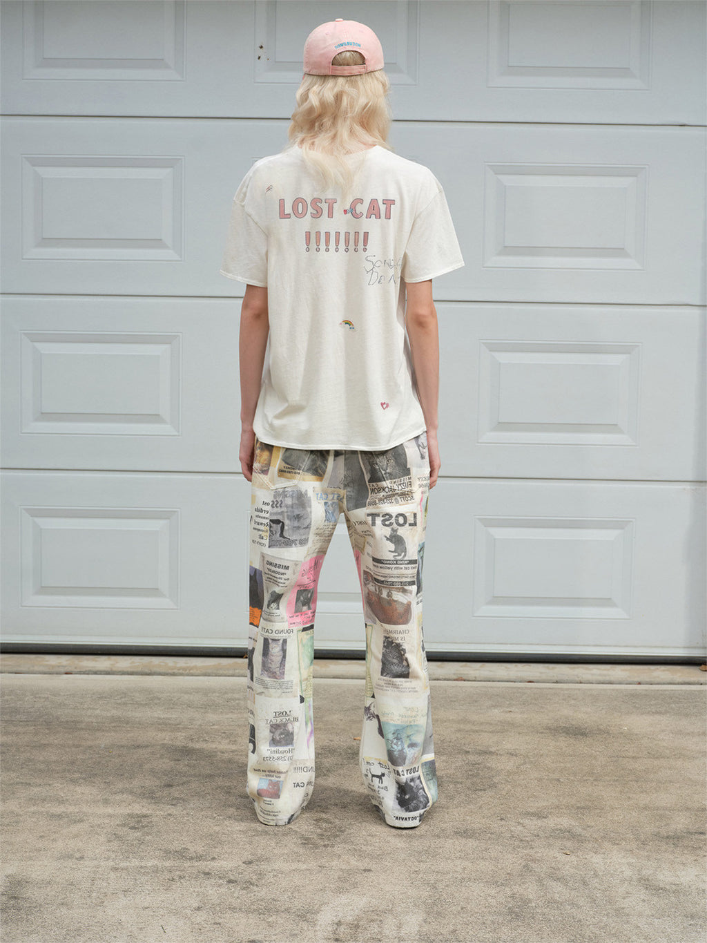 SONGAADON 26FW MISSING CAT three-dimensional hot painting hot diamond linen light T-shirt