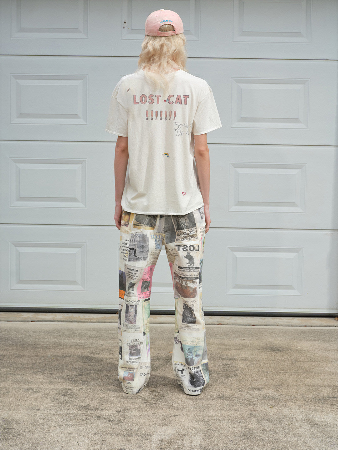 SONGAADON 26FW MISSING CAT three-dimensional hot painting hot diamond linen light T-shirt