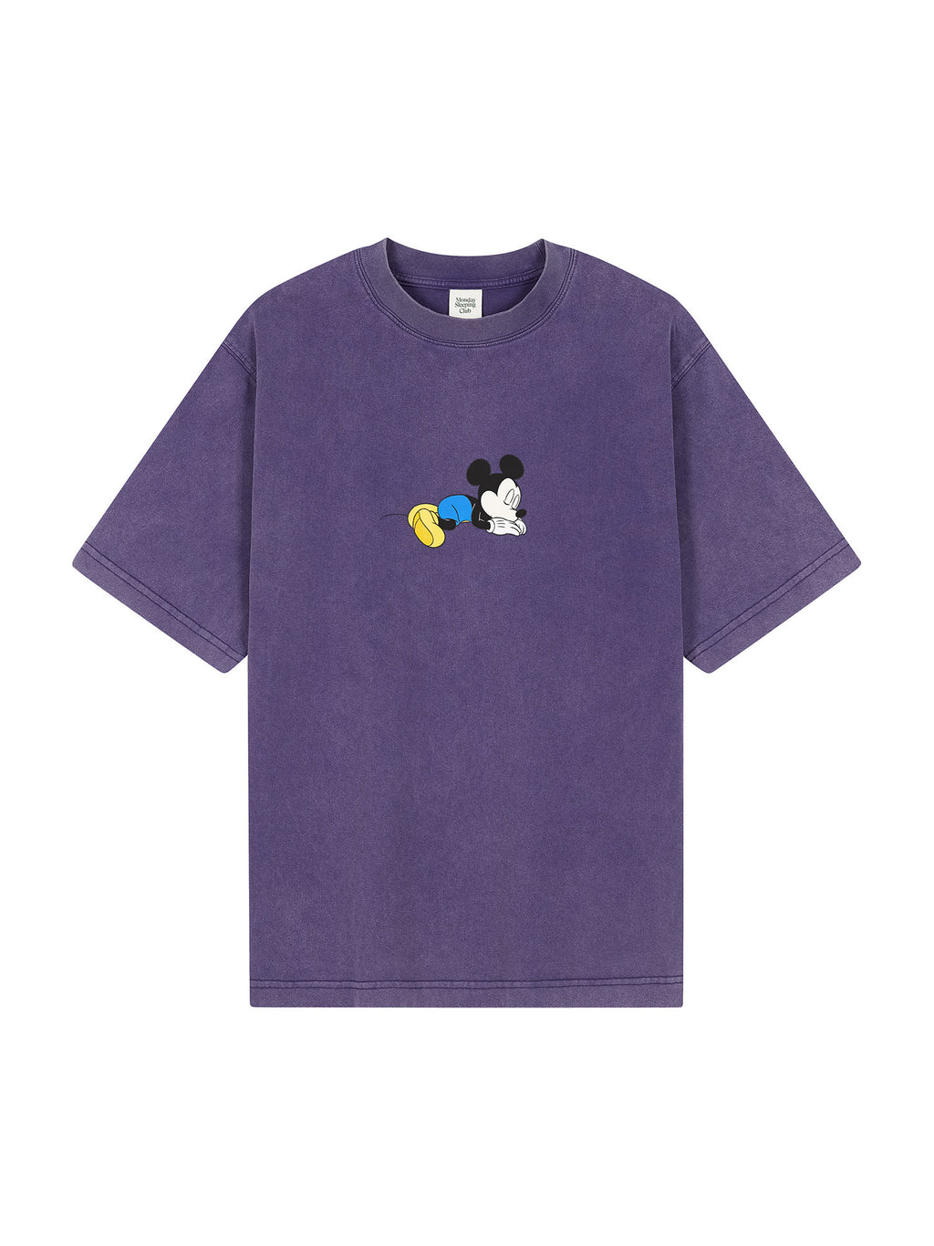 Monday Sleeping Club & DISNEY collaboration collection "Sleeping Mickey" washed printed short-sleeve T-shirt