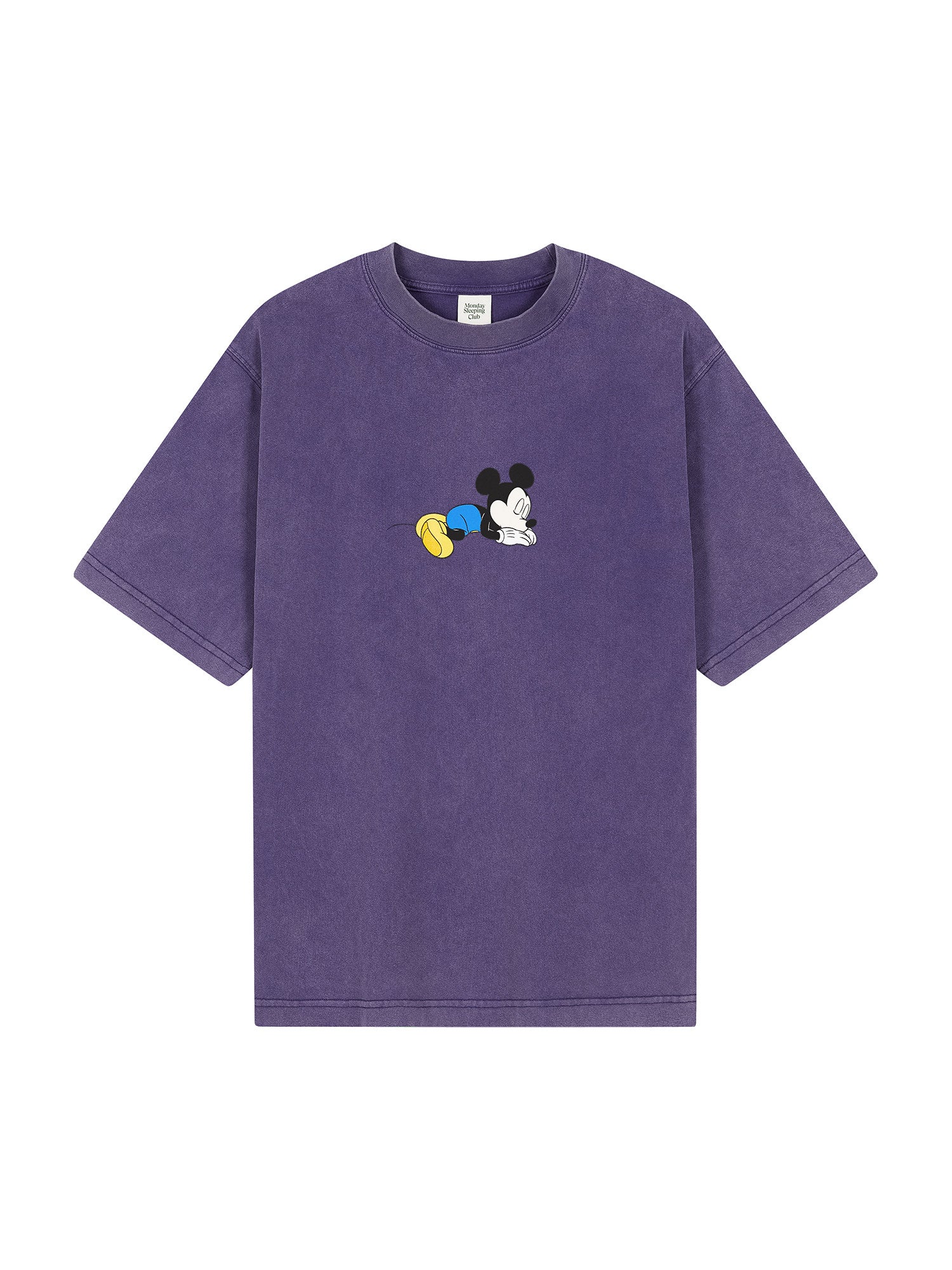Monday Sleeping Club & DISNEY collaboration collection "Sleeping Mickey" washed printed short-sleeve T-shirt