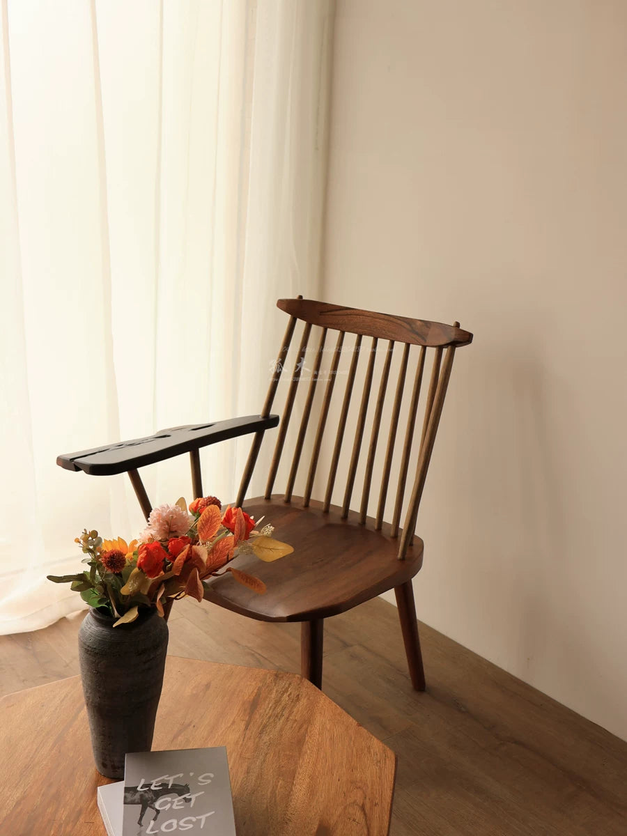 Nakajima George Lounge Chair Single Armchair Solid Wood Wabi-Sabi Style Leisure Chair for Small Home Apartments