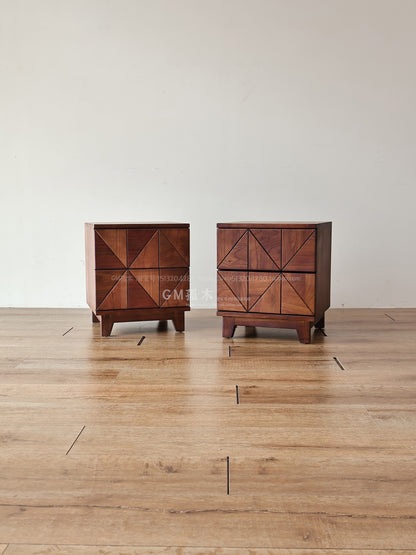 Black walnut nightstand, modern minimalist Nordic bedroom furniture, solid wood bedside cabinet, elm wood storage cabinet