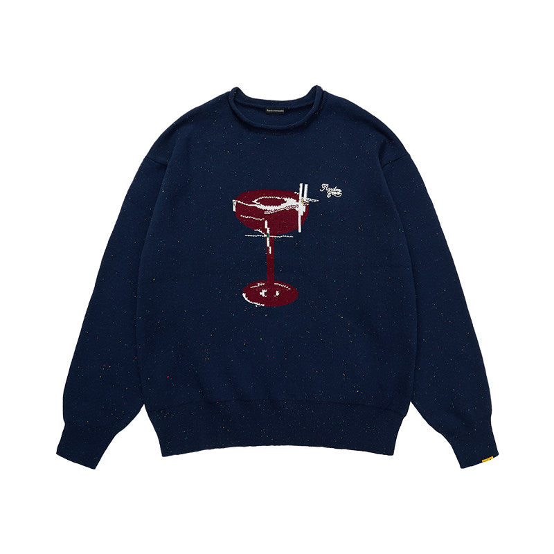 Sewn Diamond Wine Glass Colored Jacquard Sweater Fall 2025