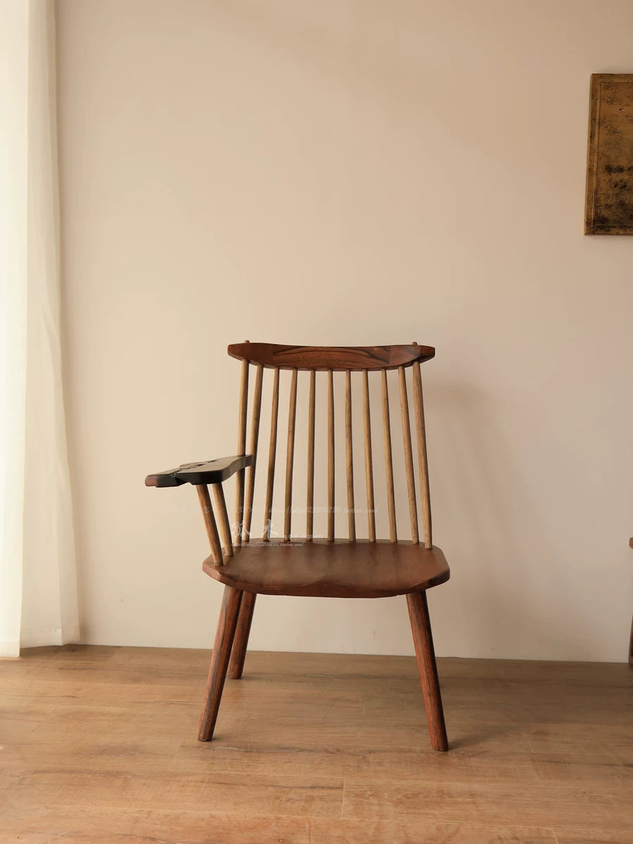 Nakajima George Lounge Chair Single Armchair Solid Wood Wabi-Sabi Style Leisure Chair for Small Home Apartments