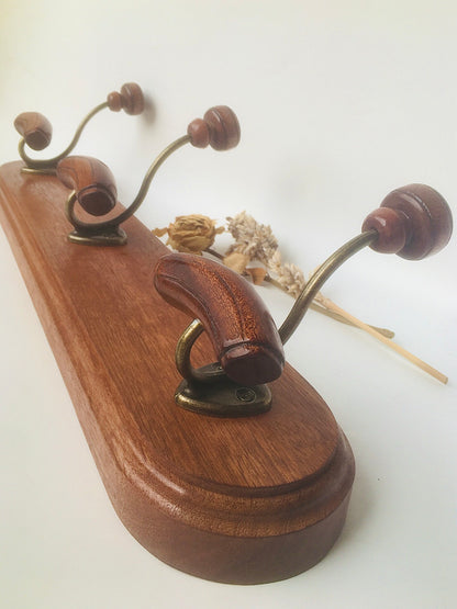 Vintage-style solid wood entryway wall hanging hook