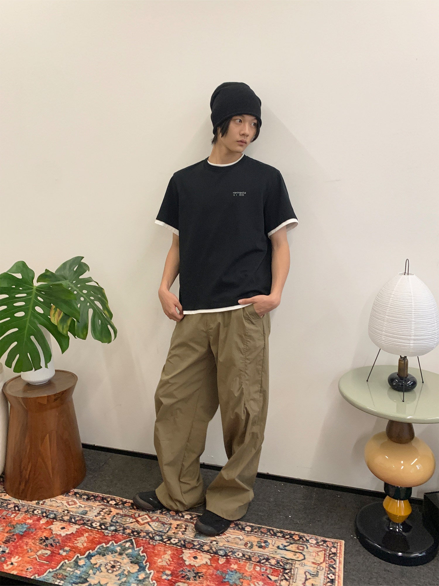 RoaringWild A Arch Black Loose Outdoor Paratrooper Pants American Cargo Pants Men's Pants