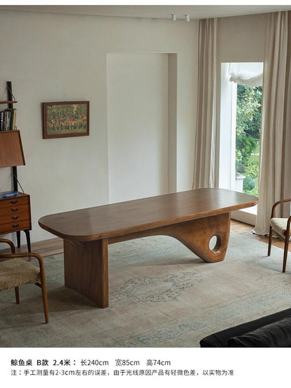 Whale Table\Vintage Wabi-Sabi Style Full Solid Wood Dining Table Designer Creative Homestay Tea Table Workbench Desk