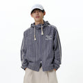 RoaringWild A Arch Striped Casual Vintage Jacket with Double Zipper Hooded Jacket for Men