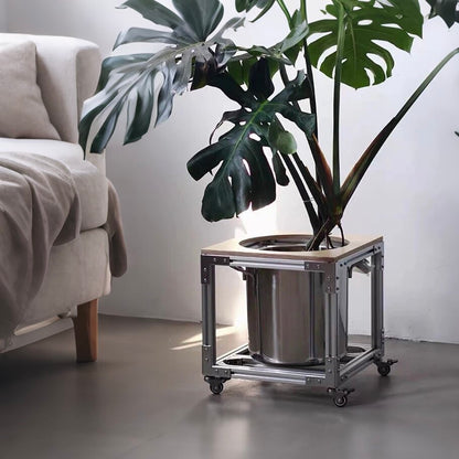 Creative aluminum profile flower stand Minimalist and high-value movable green plant shelf Coffee shop decorative flower holder