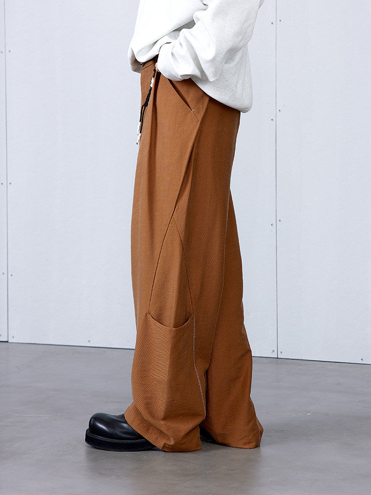 RoaringWild A Arch Roaring Beast Black and Brown Trim Striped 3D Structured Trousers
