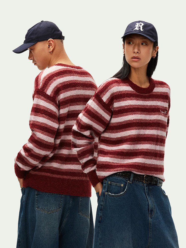 Randomevent Spring Contrasting Striped Sweater Couple Knit Top Slouchy
