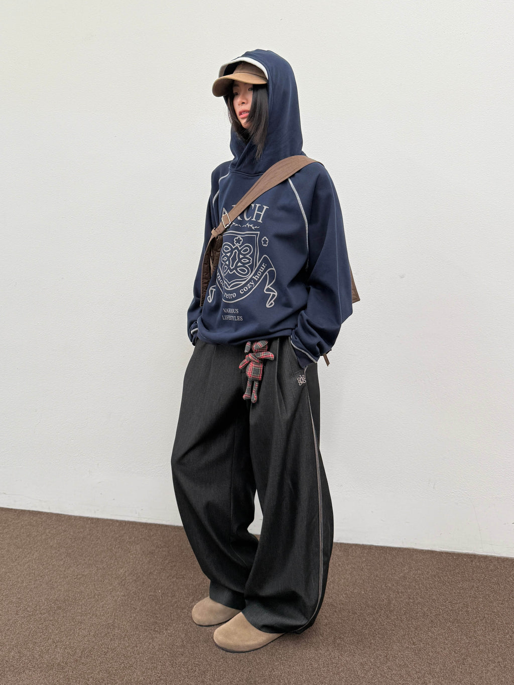 Roaringwild a Arch Beast gray loose printed top trendy American hoodie for men