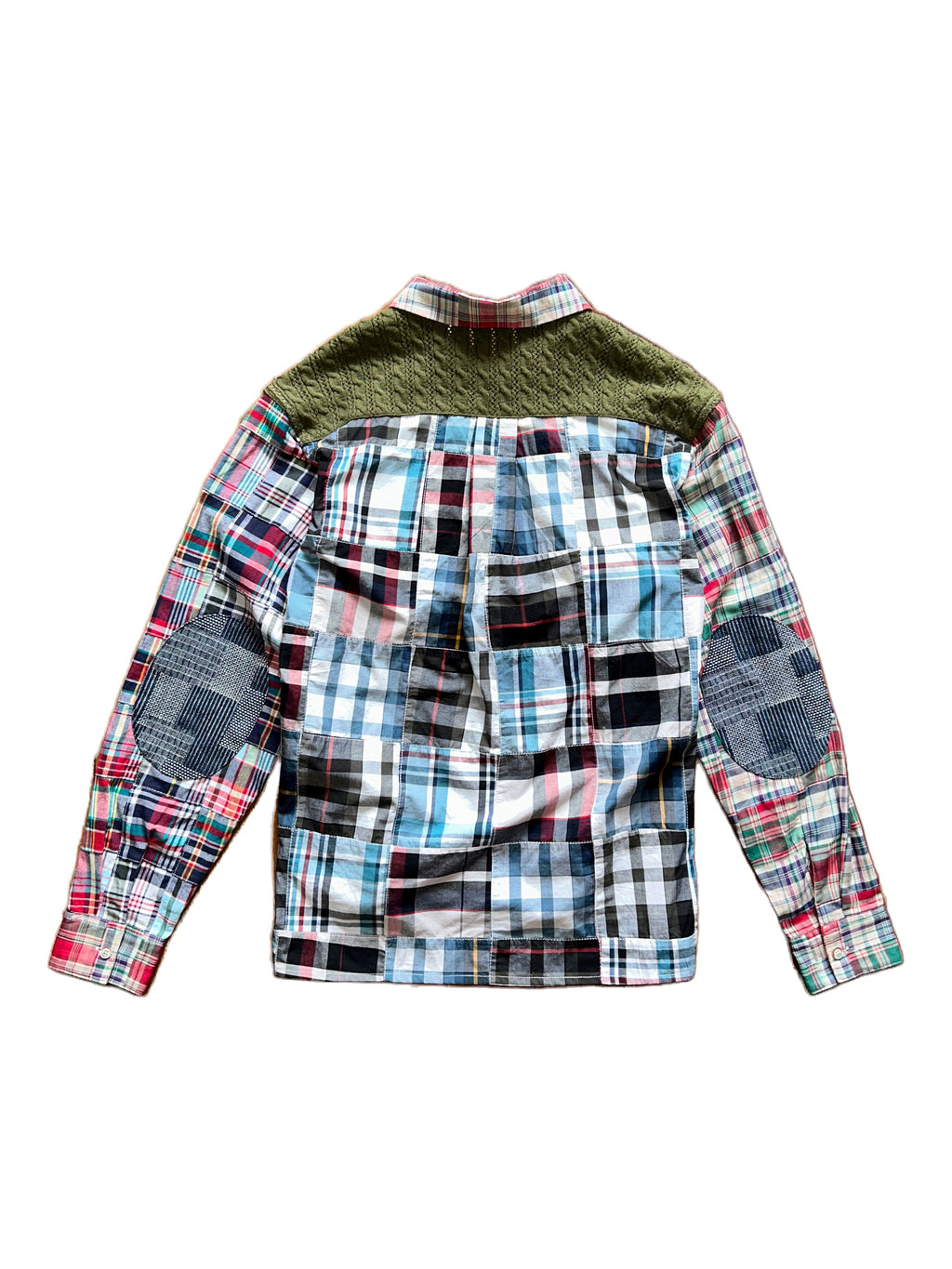 Yan L. Spliced Heavy Plaid Patchwork Long Sleeve Shirt