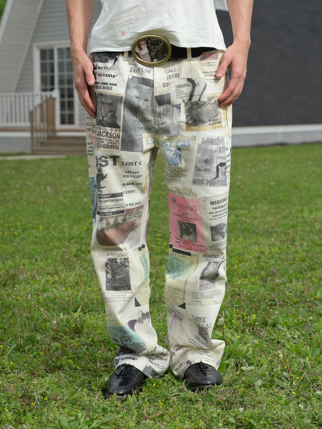 SONGAADON 26FW LOST CAT digital print jeans