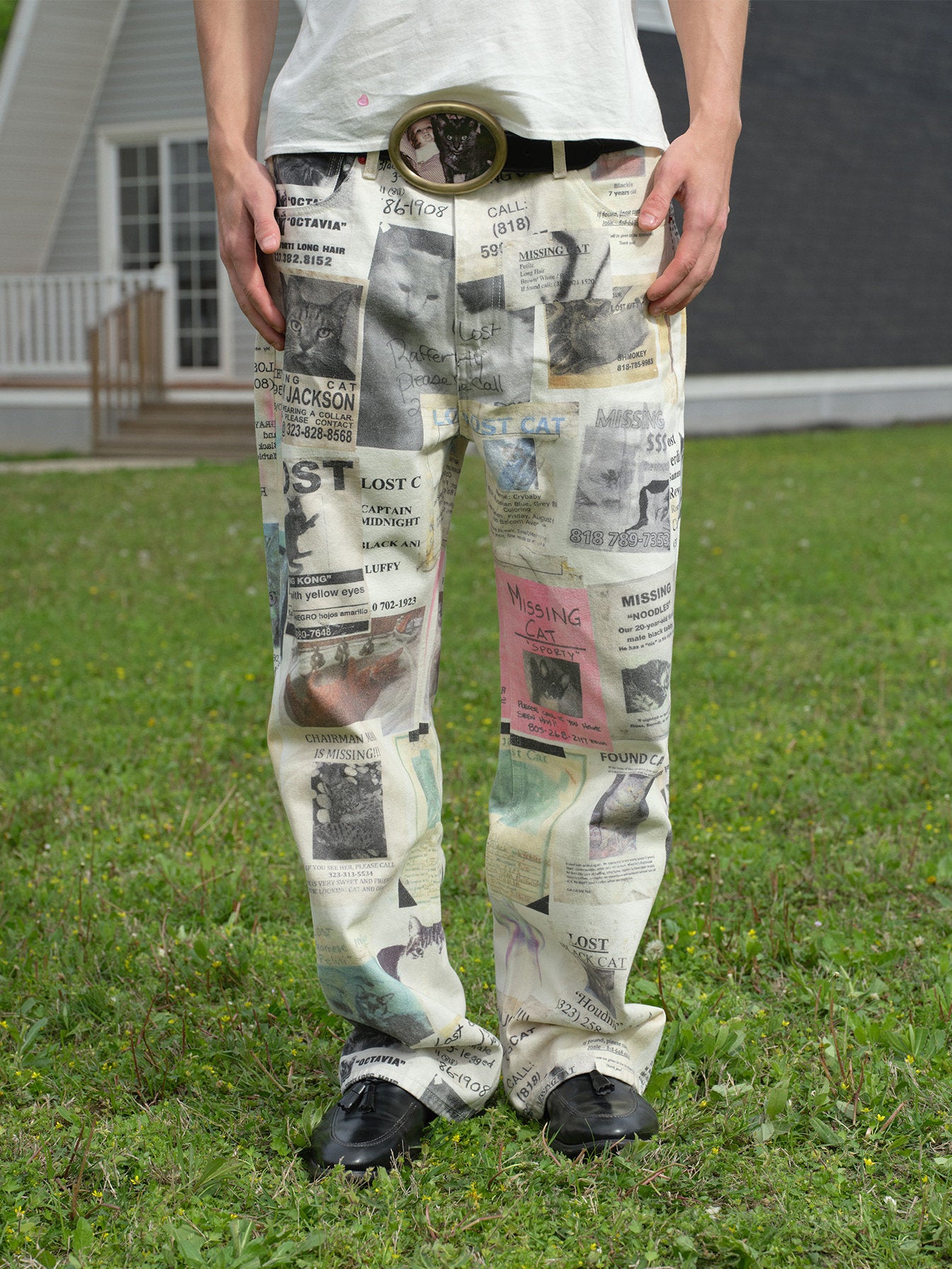 SONGAADON 26FW LOST CAT digital print jeans