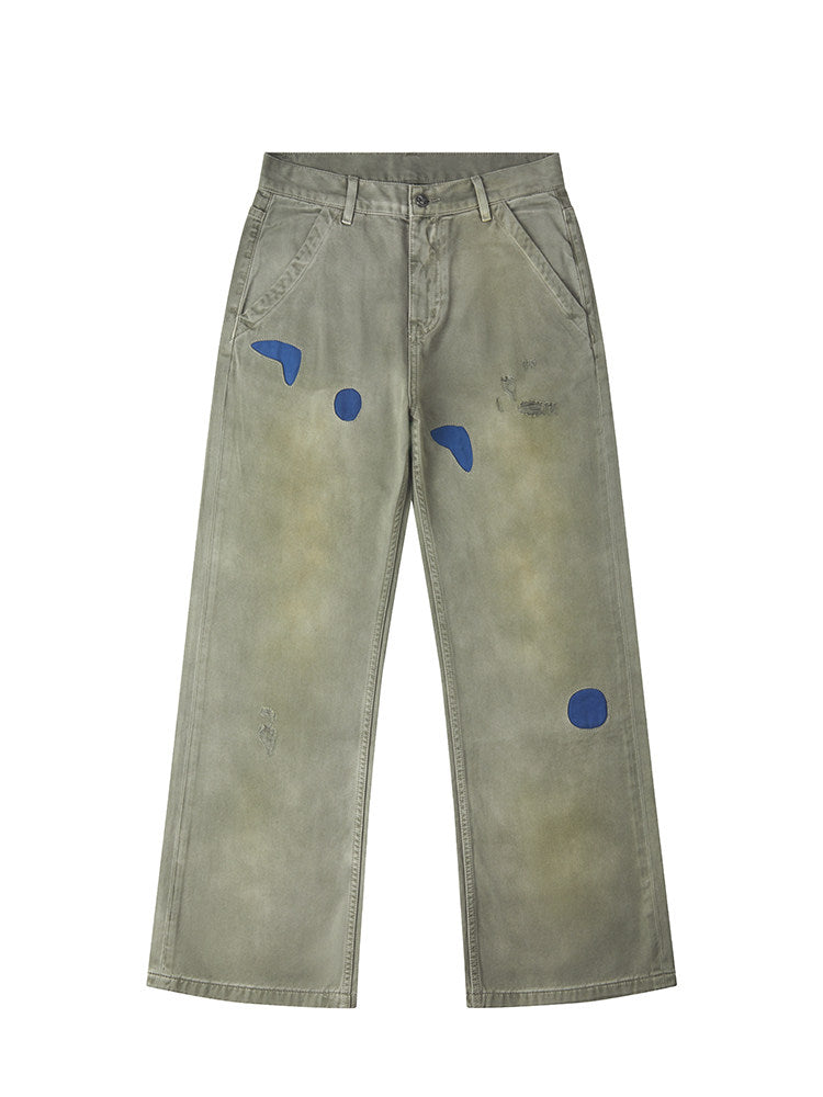 RECORDS INC. Speed Devil* Worn-out racing cargo pants Sage