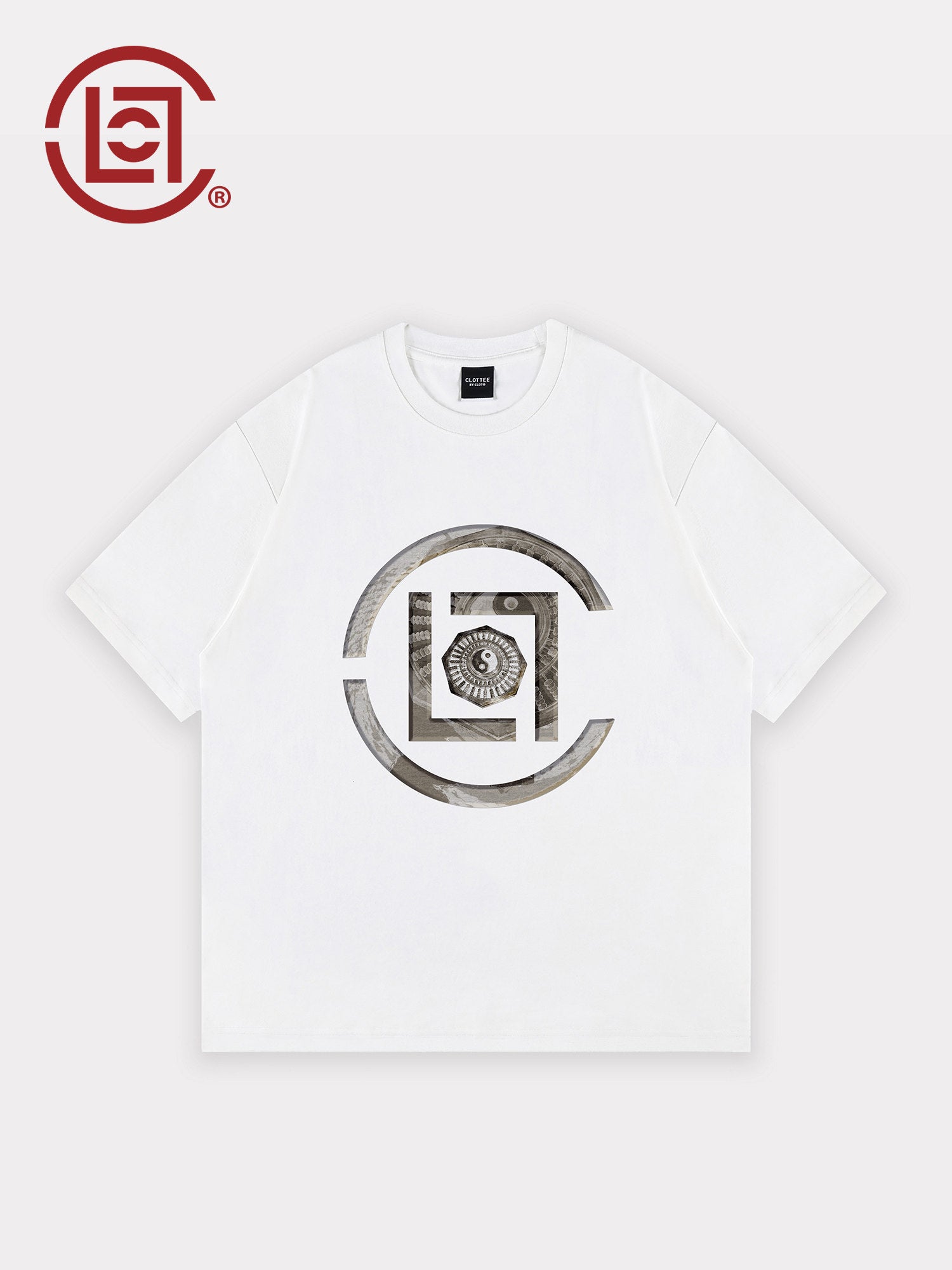CLOTTEE by CLOT, Chinese-style Tai Chi printed short-sleeve T-shirt, unisex summer cooling pure cotton black top K