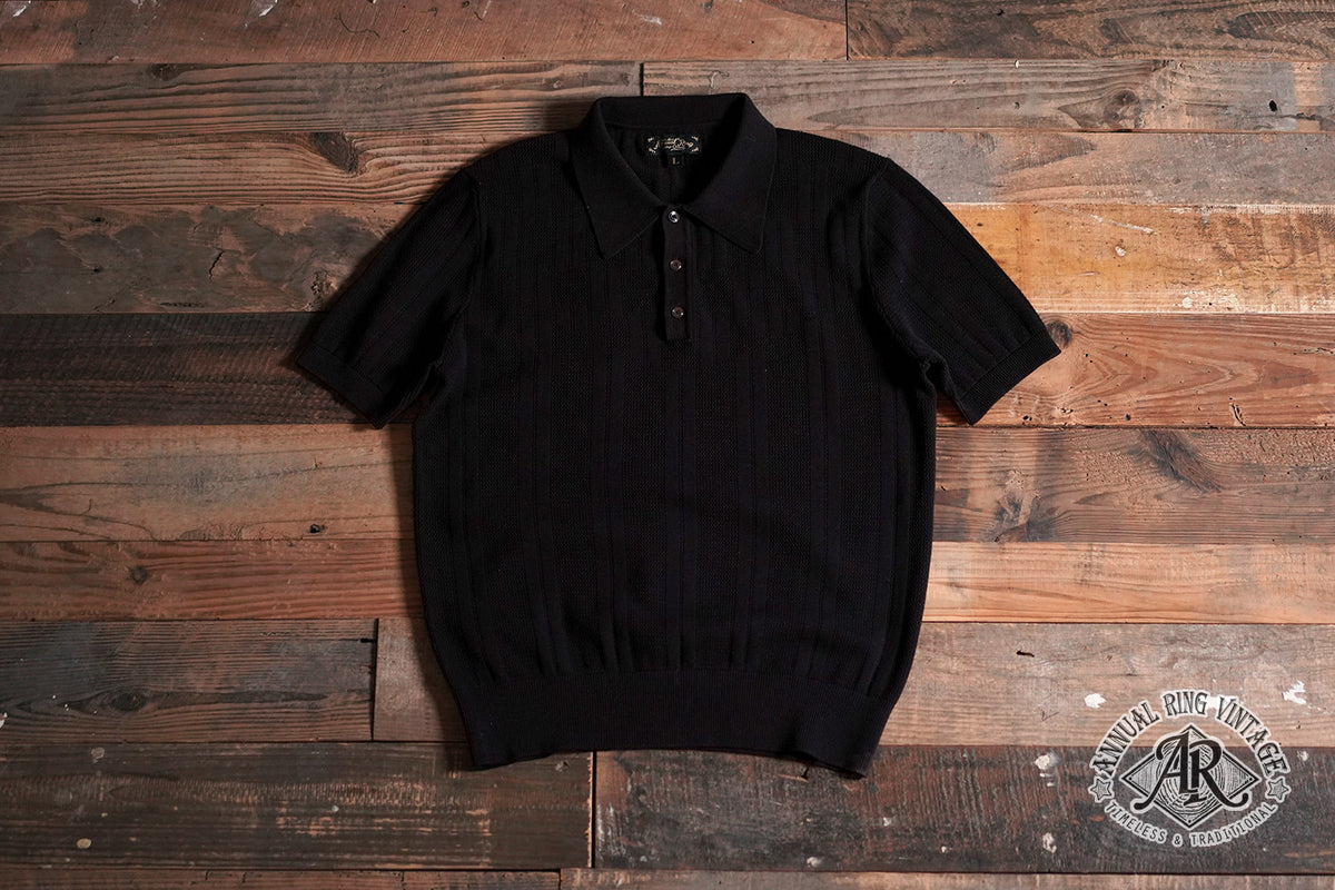 AnnualRing Annual Ring Tailor Lapel Knit Polo Shirt American Retro Casual Xinjiang Cotton Short Sleeve T-Shirt Summer