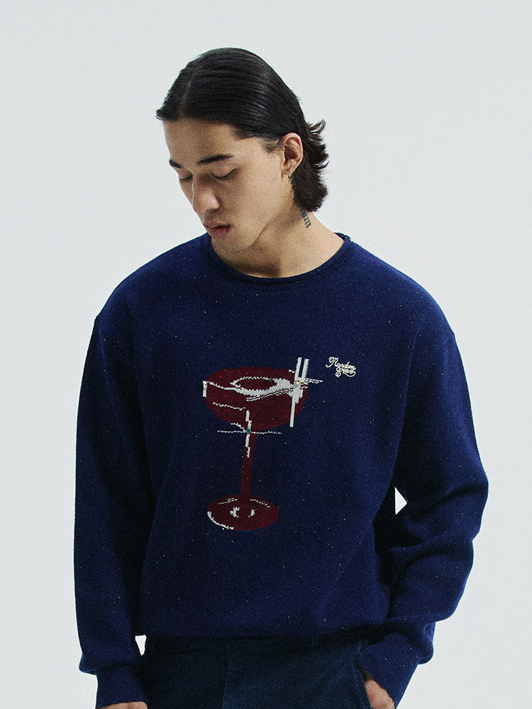 Sewn Diamond Wine Glass Colored Jacquard Sweater Fall 2025