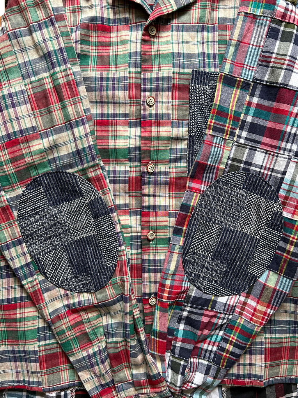 Yan L. Spliced Heavy Plaid Patchwork Long Sleeve Shirt
