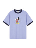 Mondaysleepingclub & DISNEY collaboration series "Lazy Mickey" color-blocked collar printed T-shirt