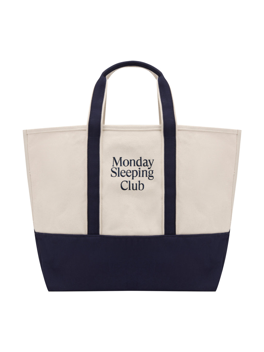Monday Sleeping Club standard font graphic embroidery color-block tote bag