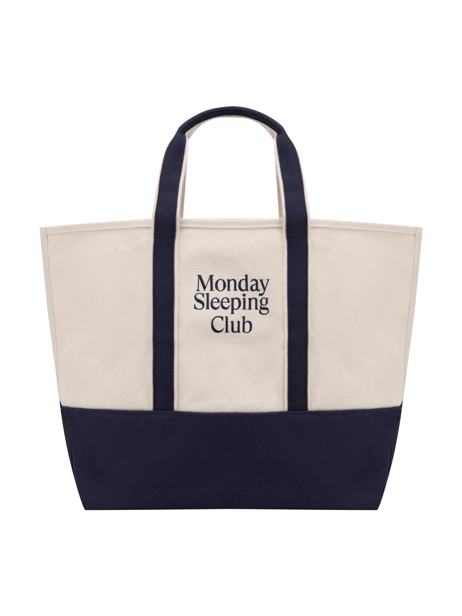 Monday Sleeping Club standard font graphic embroidery color-block tote bag