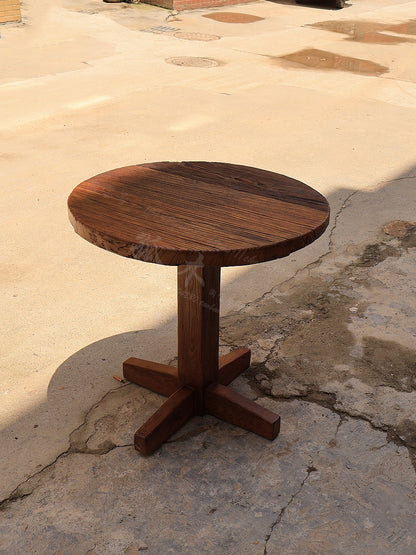 Wabi-sabi Wind Island George Single-Legged Round Coffee Table Solid Wood Master Design Dining Table Home Antique Weathered Pattern